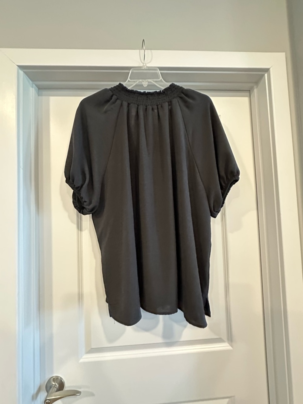 nine britton Black Smocked Neck Puff Sleeve Blouse - Picture 3 of 7